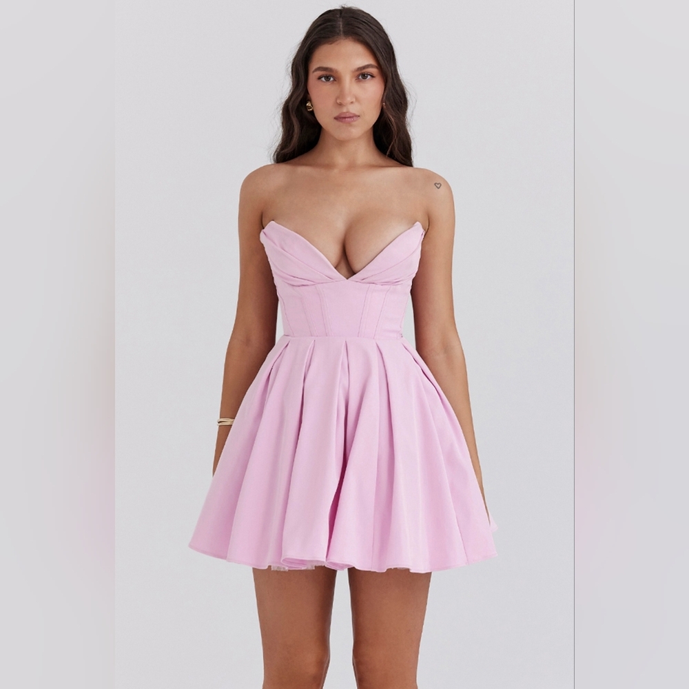 House of CB Mar Cotton Candy Twill Strapless Mini Dress